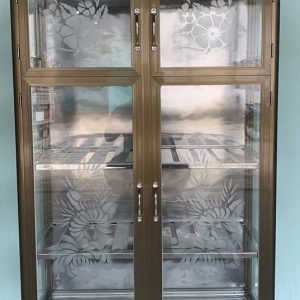 tủ đựng chén bát nhôm kính